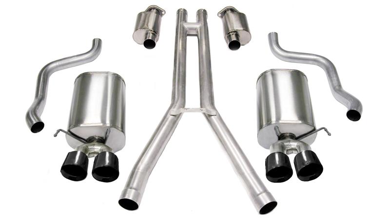 Cadillac XLR Performance Exhaust - Dual Rear - CORSA Performance - Cat-Back, Twin 3.5in Black Pro-Series Tips - Black - `04-`08